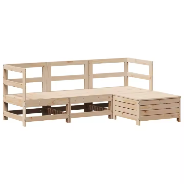 vidaXL Juego de sofás de jardín 4 pzas madera maciza de pino - 1