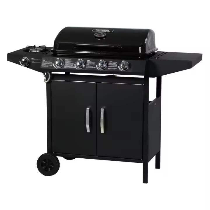Habitat y Jardin - Barbacoa a gas "Festa 5" - 5 quemadores (1 lateral) - 12.9 Kw - Negro - 1