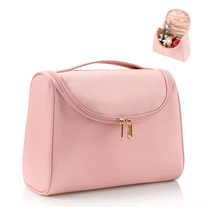 Bolsa de maquillaje de viaje, bolsa de aseo para mujer, bolsa de viaje para accesorios de viaje bolsa de cosméticos de gran capacidad - 1