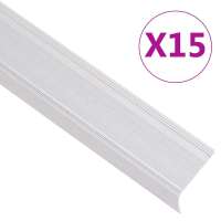 vidaXL Perfiles de peldaños forma de L 15 uds aluminio plata 100 cm en color Plateado/champán/Marrón - details 0