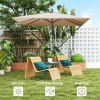Outsunny Parasol Voladizo Ø 260 cm Parasol con Protección UV 50 + Parasol con Cabeña Impermeable con Soporte, Cubierta, Cabeña, Resistente al Viento, Parasol de Mercado Parasol Balcón Terraza Parasol Jardín Inclinable Kaki - details 0
