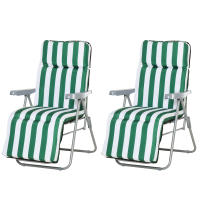 Outsunny 2 Tumbonas Plegables de Jardín Sillas de Gravedad Cero de Acero con Cojín Acolchado Respaldo Ajustable en 5 Posiciones y Reposapiés 60x75x66-102 cm - details 0