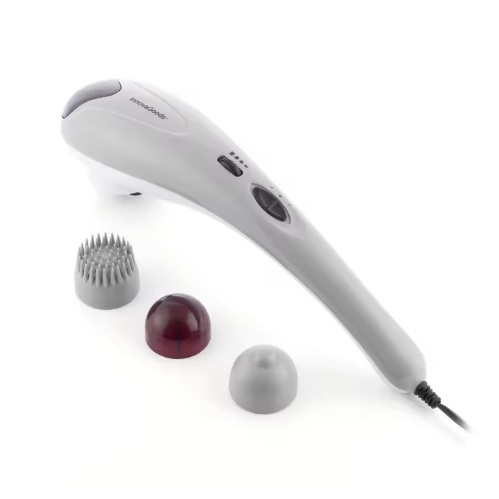 InnovaGoods® Masajeador de mano eléctrico Halaxer, masajea tu cuerpo de forma profunda y relajante, con 3 cabezales intercambiables, ideal para el hogar y el trabajo - 1