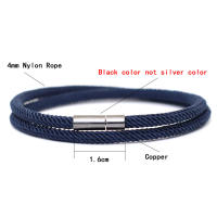 Nuevo Pulsera De Hombre Con Cordón De Nylon 4mm Doble Capa Hilo Sortuador Desmontable Hebilla Negra Regalo Para Él - details 2