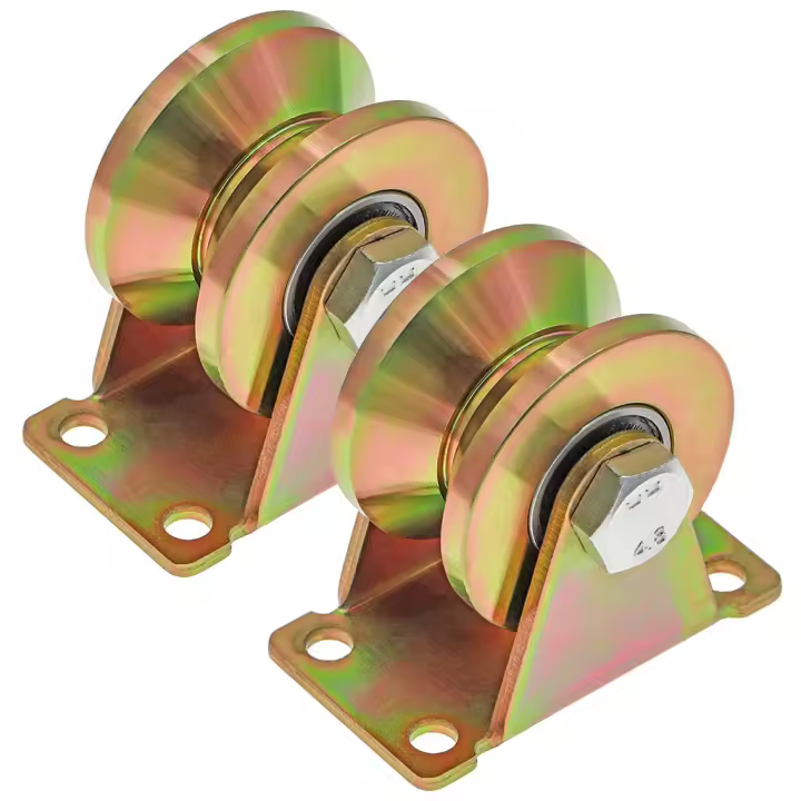 Rueda con ranura en V de 2 piezas, ruedas de puerta corredera de 50 mm, ruedas de acero con ranura en V, para puerta corredera, capacidad de carga de 270 kg por rodillo - 1