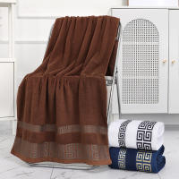 Toalla De Baño Grande Y Gruesa De Algodón Puro Absorbente De Agua No Desprendible Con Patrón Rectangular Máquina Lavable - details 0