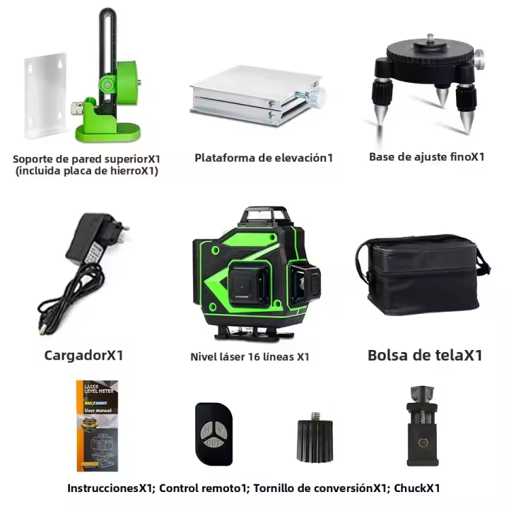Nivel Láser Honminda 16 Líneas 4D Nivelamiento Automático 360 Grados Horizontal Y Vertical Para Interiores Y Exteriores - 1