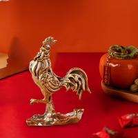 Estatua De Gallo De Latón Vintage Escultura Animal Para Festival Del Año Nuevo Decoración De Sala De Estar Escritorio Estante Entrada Armario Arte Y Manualidades De Feng Shui - details 0