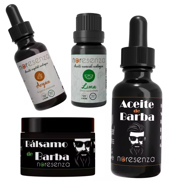 Ritual afeitado Noresenza . Pack de cuidado de barba y piel. Aceite de barba , Bálsamo de barba , Aceite argán BIO y aceite esencial de lima - 1
