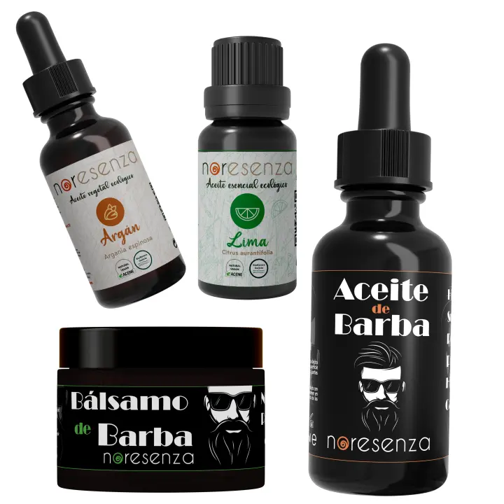 Ritual afeitado Noresenza . Pack de cuidado de barba y piel. Aceite de barba , Bálsamo de barba , Aceite argán BIO y aceite esencial de lima - 1