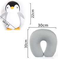 Almohada de viaje 2 en 1, almohada convertible para el cuello para niños, para viajar en Avión, dormir, pingüino Gris - details 0