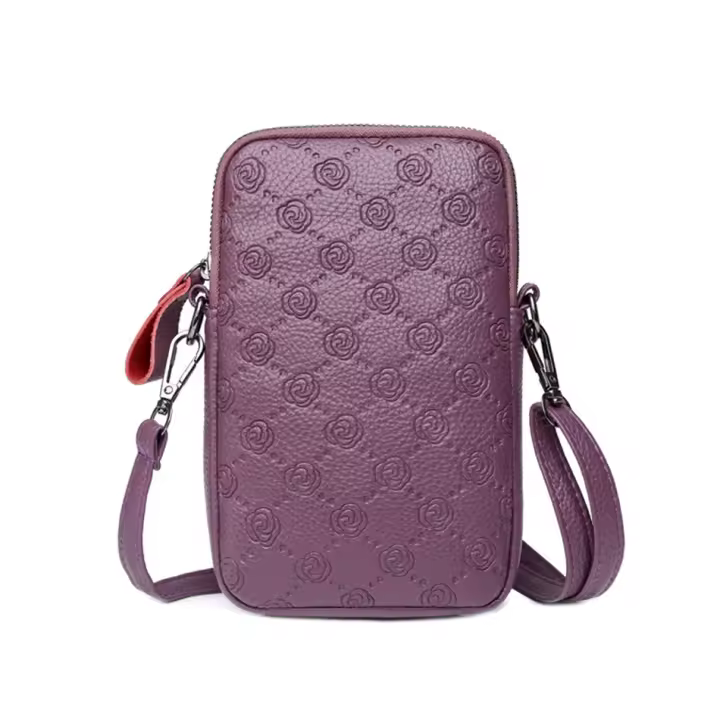 Bolso De Hombro Pequeño Para Mujer PU Cuero Impresión Cruzado Mensajero Bolsa De Teléfono Móvil Mini Bolso Lady Bolso Y Monedero - 1