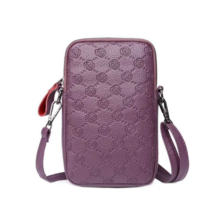 Bolso De Hombro Pequeño Para Mujer PU Cuero Impresión Cruzado Mensajero Bolsa De Teléfono Móvil Mini Bolso Lady Bolso Y Monedero - 1