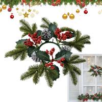Anillo De Navidad Con Velas De 11 Pulgadas Accesorio De Vela Para Cocina Y Armario Con Bayas Y Nueces Rustico Para Hogar Y Centros De Mesa - details 6