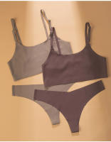 Sujetador sin aro y conjunto de ropa interior para mujer - Top tirantes transpirable, reductor de apariencia para bustos grandes, con efecto push-up, sexy y sin costuras. - details 12