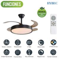 HYBEC - Ventilador de techo con luz LED Regulable, Motor DC Silencioso y 6 Velocidades – Función Inversa Verano/Invierno y Mando a Distancia - details 9