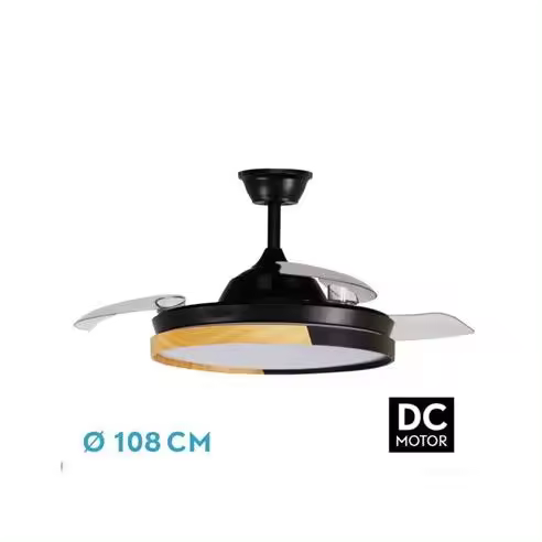 Ventilador de Techo FABRILAMP Emperador DC 72W Negro/Haya 3 Aspas Desplegables - 1