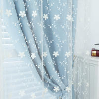 Cortina Blanca Con Patrón De Flor Estilo Romántico Dulce Translúcida De Gasa Para Decoración De Sala De Estar Hecha De Poliéster Tela De Voile Bordada - details 6