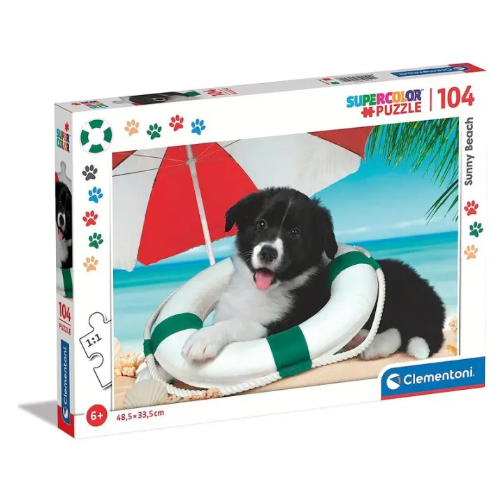 Puzzle infantil 104 piezas con perro negro flotador y sombrilla 25741 - 1