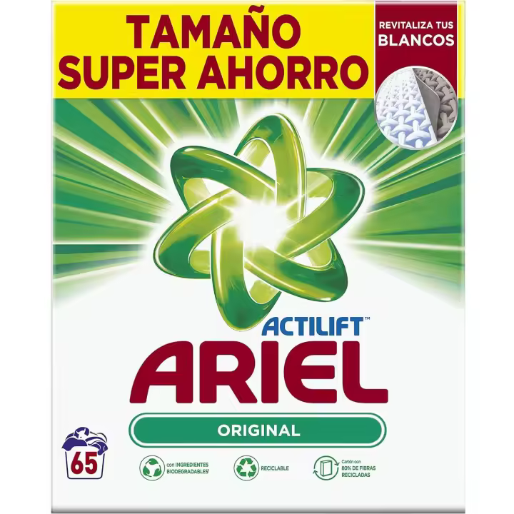 ARIEL DETERGENTE POLVO MALETA ACTILIFT 65 LAVADOS - 1