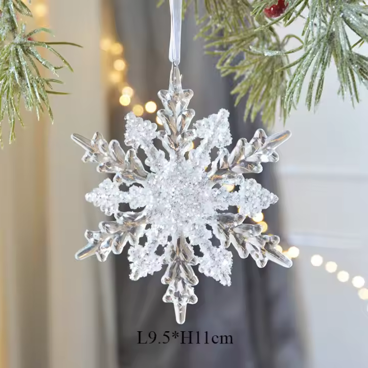 Adorno De Navidad De Acrílico Con Forma De Copo De Nieve Árbol De Navidad Campanas Estrella Decoración De Habitación Y Hogar - 1