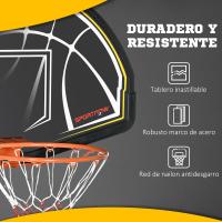 SPORTNOW Canasta de Baloncesto de Pared Tablero de Baloncesto Aro de Baloncesto para Interior y Exterior 110x90x70 cm Negro y Amarillo - details 1