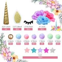 38 PCS Decoraciones De Pastel De Unicornio Con Flores Bolas Estrellas Para Fiesta De Cumpleaños Para Niños Y Niñas Baño De Lácteos Suministros De Decoración De Pastel - details 1