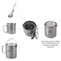 Lixada Tetera De Titanio Ultraligera Portátil Con Tapa Y Mango Plegable Para Camping Y Senderismo Al Aire Libre Material De Titanio - details 5