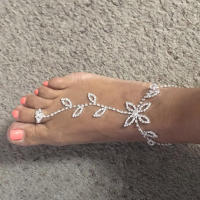 Stonefans Anklet De Verano Para Mujer 1Pcs Hoja De Rhinestone En Color Plata Lujo Pulsera De Mano En Forma Geométrica De Cobre - details 2
