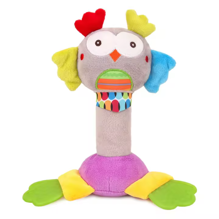 Lindo y creativo juguete de peluche con manivela para bebé con forma de palo BB y mordedor, ideal para entrenar el agarre. - 1