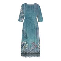 Vestido Bohemio De Verano Para Mujer Estampado Floral Casual Manga Corta Botones Estilo Playa Midi Elegante Robe O-Neck - details 11