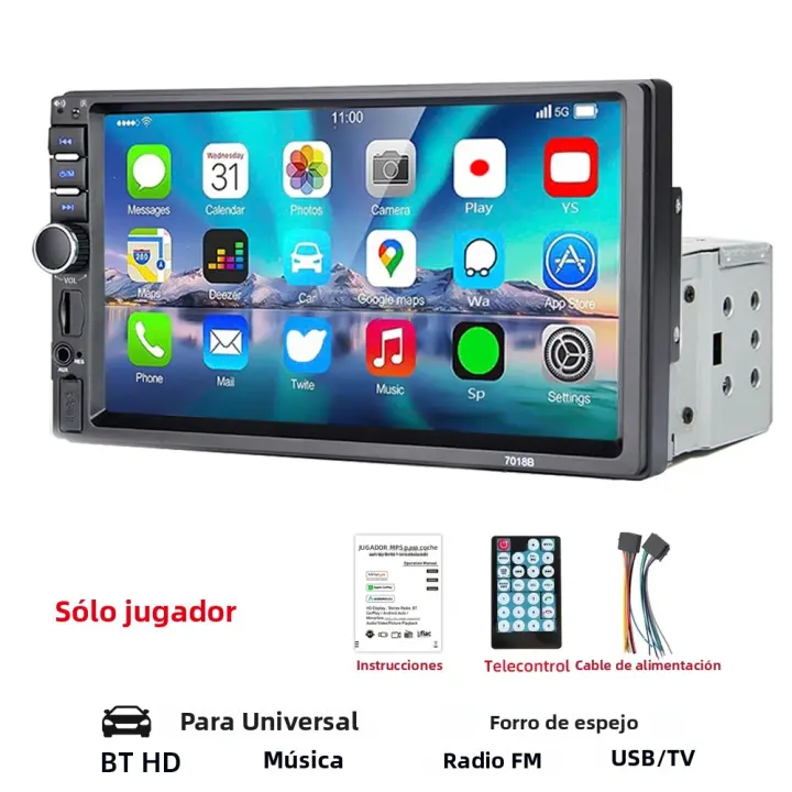 Reproductor Multimedia MP5 Para Coche HIPPBQCC 7 Pulgadas 1 DIN Pantalla Táctil FM ISO Entrada Auxiliar Bluetooth USB Línea De Espejo Autoradio - 1