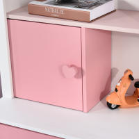 HOMCOM Estantería de Madera Infantil Librería para Niños con 4 Compartimentos 1 Puerta y 2 Cajones Extraíbles con Ruedas para Libros Juguetes 80x34x130 cm Rosa y Blanco - details 3