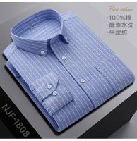 Camisa Larga De Manga Para Hombres De Talla Grande 6XL Algodón 100% Casual Con Bolsillo Y Pato Plaid Oxford Tejido Cómodo Primavera Otoño Sin Hierro - details 24