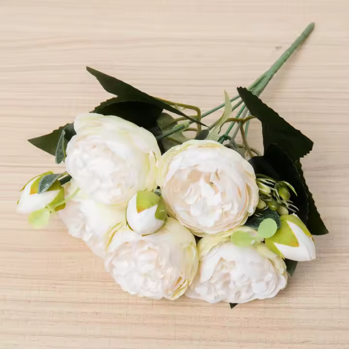 1pc Flores Artificiales De Seda Peonías Para Decoración De Vaso En Habitación Casa Bodas Navidad Accesorios De Fiesta - 1