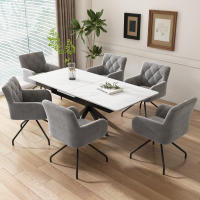 Juego de 6 Sillas De Restaurante de Diamante, Silla de Ocio Moderna, Silla de estar para dormitorio, Estudio y escriorio, soporte lumbar, terciopelo, Claro Gris - details 0