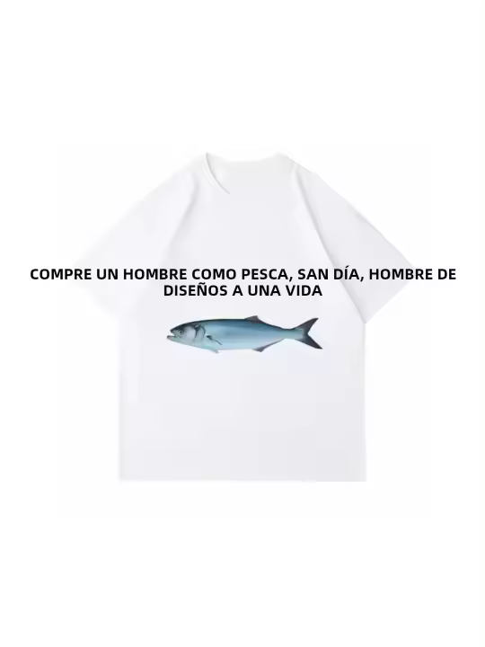 Camiseta De Algodón Unisex ZYXZ Con Meme Divertido De Hombre Que Come Pescado Y Enseña a Los Peces a Hacerlo También Camiseta Casual Para Todo El Año - 1