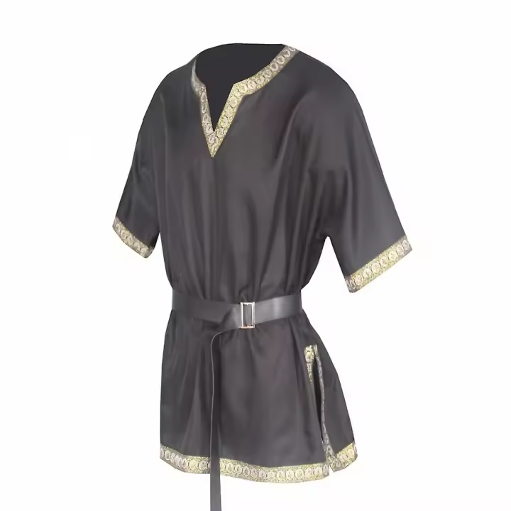 Traje de manga corta con cuello en V para hombre y mujer, traje medieval, para Halloween - 1