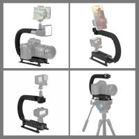 PULUZ-estabilizador de cámara SLR de mano en forma de C, soporte de agarre de mango de cámara DV portátil ABS con zapata fría, carga máxima: 3kg - details 10