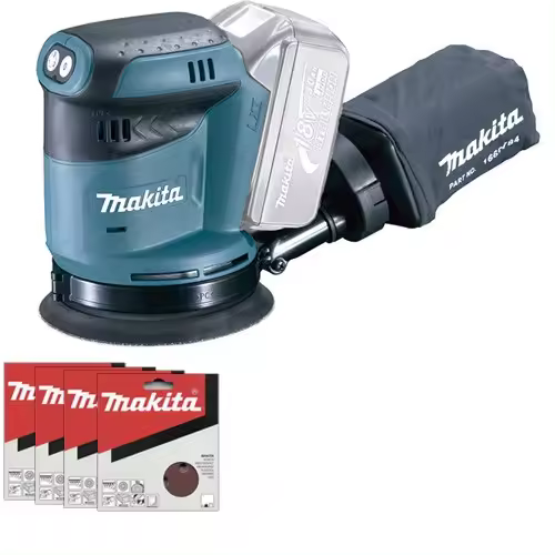 MAKITA - Lijadora Rotorbital 18V MAKITA DBO180Z 125mm + 40 Discos Lija - 1