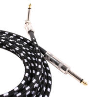 Cable De Audio Para Guitarra Eléctrica Negro Y Blanco 24AWG Reducción De Ruido 6.35mm Jack Longitud Opcional 30-50cm - details 6
