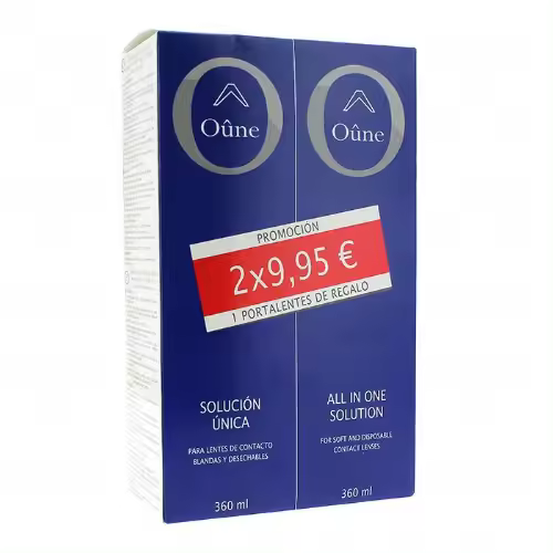 Oune Solución única para Lentes de Contacto Blandas y Desechables 2x360 Ml - 1