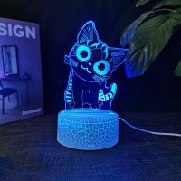 Lámpara De Noche LED 3D Ilusión De Queso Gato 16 Colores Auto Gradiente Con Interruptor Táctil Y USB Regalo Para Niños - details 4