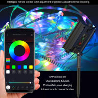 Luces De Navidad Bluetooth Inteligentes RGBIC LED Solar Impermeables Para Exterior Decoración De Año Nuevo Lámpara Fae Tirada 8M 12M - details 2