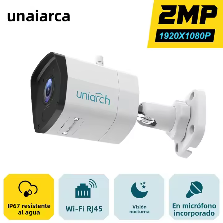Cámara IP Uniarch Bullet 2 Millones De Píxeles HD Vigilancia Exterior Cámara De Video Resistente Al Clima Con Detección Inteligente De Cuerpo WIFI 2.4GHz Montaje En Pared IP67 - 1