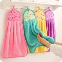 Toalla De Mano Absorbente De Velours Coral Para Baño Y Cocina Paño De Lavado Suave Con Gancho Para Colgar Kit De Suministros De Baño - details 0