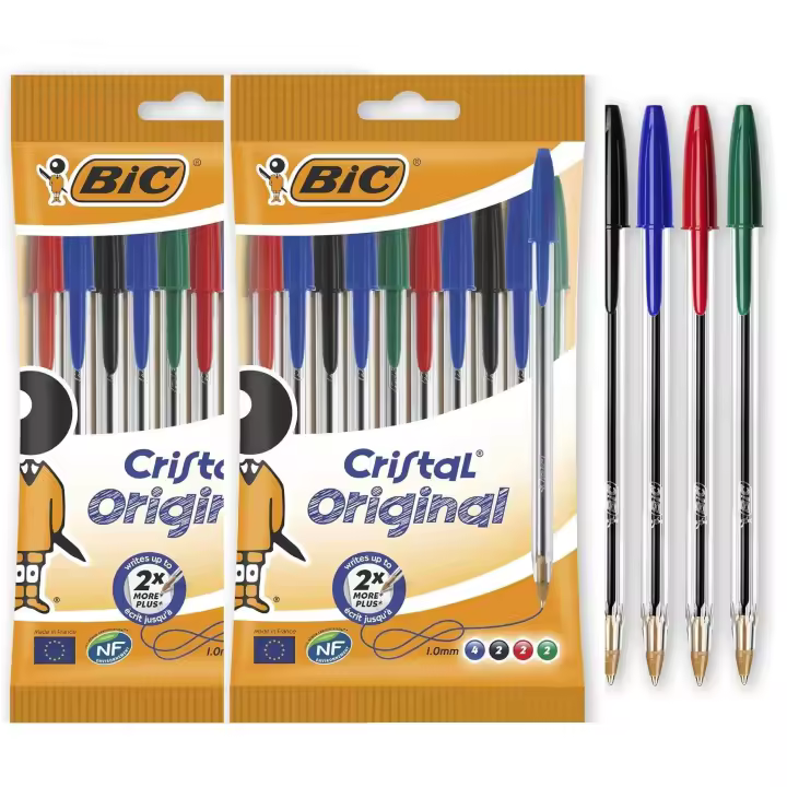 BIC Cristal, Bolsa de boligrafos, Óptimo para Uso de Oficina, Casa y Escolar, Pack de 20 Unidades, Multicolor - 1