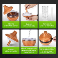 Humidificador De Aire 300ml Con Diffusor De Aceites Esenciales 7 Colores Aromaterapia Cable USB Fresadores De Aire De Madera Para Dormitorio - details 5