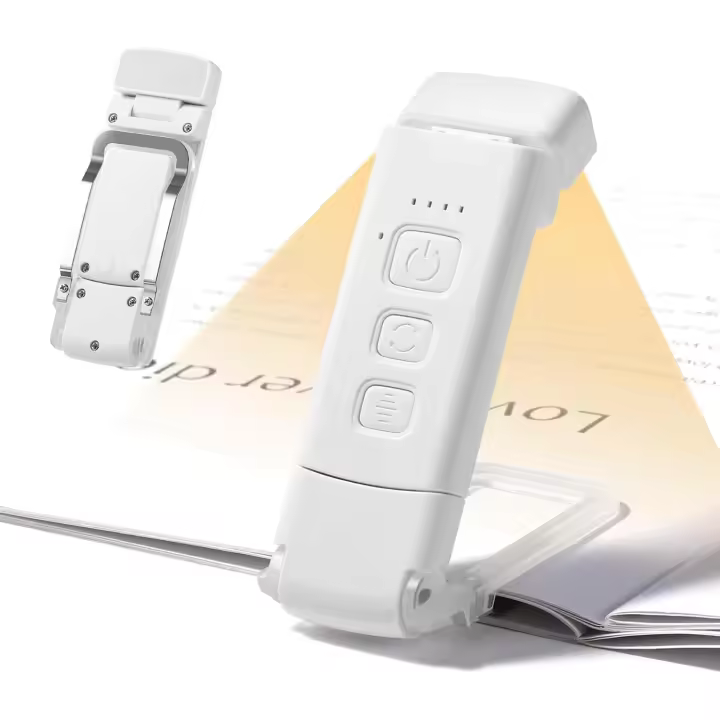 Lámpara de lectura, lámpara de lectura recargable por USB, 3 modos, 5 niveles de brillo ajustables, minilámpara plegable de 500 mAh con clip para leer libros en la cama, niños y adultos, compacta y duradera - 1