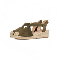 HLUNA - Sandalias de Cuña Esparto con Tacón con Banda Elástica cruzada - Puntera cerrada - Beige Verde Negro - hyj23-1 - details 3